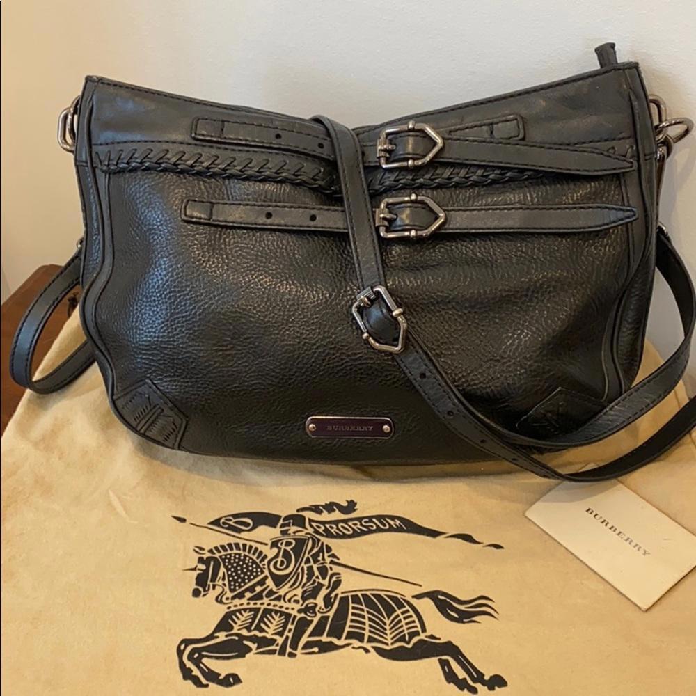 Burberry Authentic Blk Leather Satchel Bridle Bag